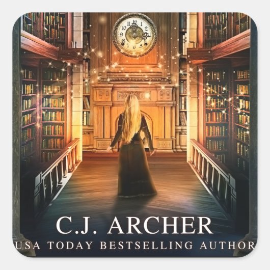 曲がったライブラリのステッカー スクエアシール (正面)