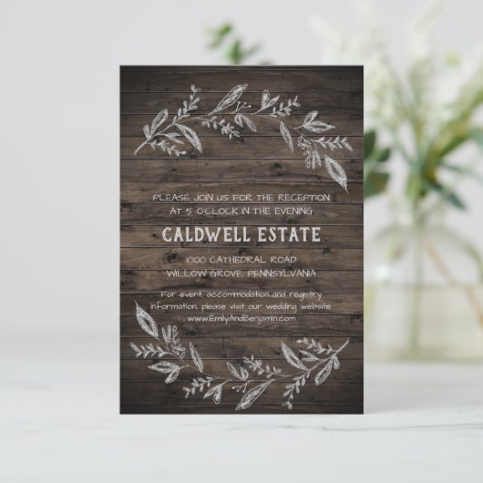 曲がった枝の木製ウェディングレセプションカード 招待状 (スタンド正面)