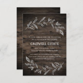 曲がった枝の木製ウェディングレセプションカード 招待状 (正面/裏面)