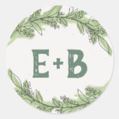 曲がった枝 |グリーン結婚リーの封筒用シール ラウンドシール (正面)