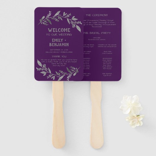 曲がった枝 |シルバー結婚式 プログラム ハンドファン (正面&裏面)