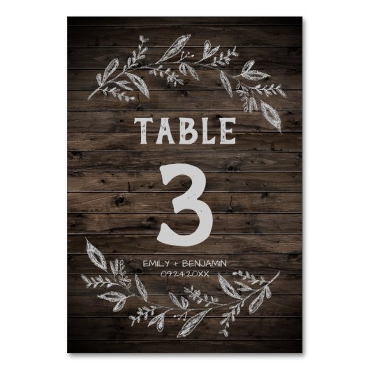 曲がった枝 |木製テーブル番号 テーブルナンバー (正面)