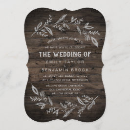 曲がった枝 |木製結婚の 招待状