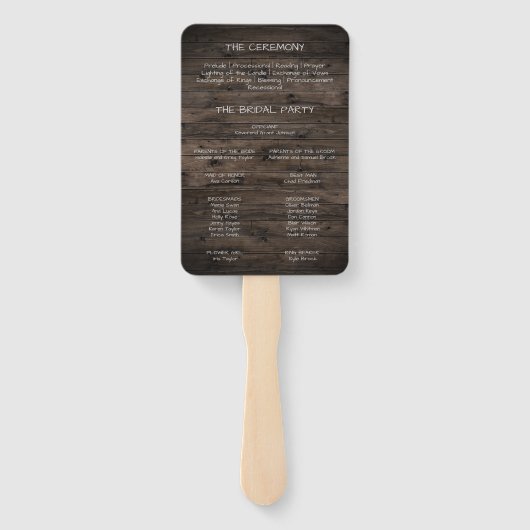 曲がった枝 |木製結婚式 プログラム ハンドファン (裏面)