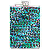 曲がった波状のラップのサックメッシュ、緑がかったシアン フラスク (正面)