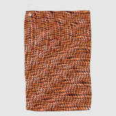 曲がった波状の珊瑚礁の網目、オレンジ色と赤 ゴルフタオル (正面)