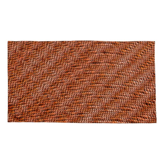 曲がった波状の珊瑚礁の網目、オレンジ色と赤 枕カバー (裏面-左)