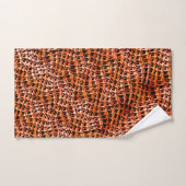 曲がった波状の珊瑚礁メッシュ、赤とオレンジ バスタオルセット (ハンドタオル)