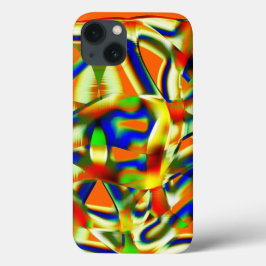 曲がった緑がかったベージュストリップのカラーパッチ iPhone 13ケース