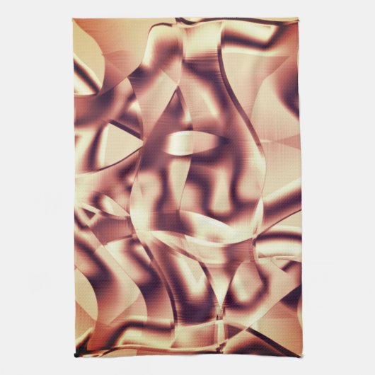 曲がった茶色がかった赤またはブルゴーニュの形状、ベージュ色 キッチンタオル (縦)