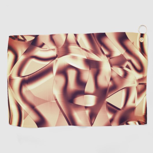 曲がった茶色がかった赤またはブルゴーニュの形状、ベージュ色 ゴルフタオル (横)