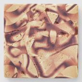 曲がった茶色がかった赤またはブルゴーニュの形状、ベージュ色 ストーンコースター (正面)