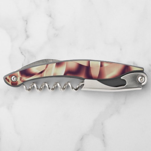 曲がった茶色がかった赤またはブルゴーニュの形状、ベージュ色 ソムリエナイフ (裏面)