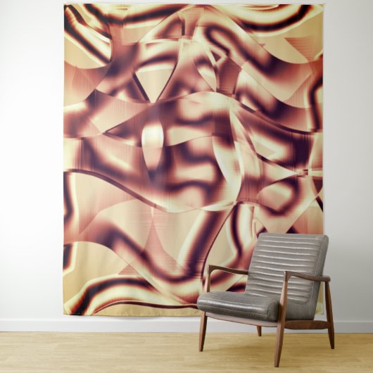 曲がった茶色がかった赤またはブルゴーニュの形状、ベージュ色 タペストリー (インサイチュ)