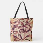 曲がった茶色がかった赤またはブルゴーニュの形状、ベージュ色 トートバッグ (正面)