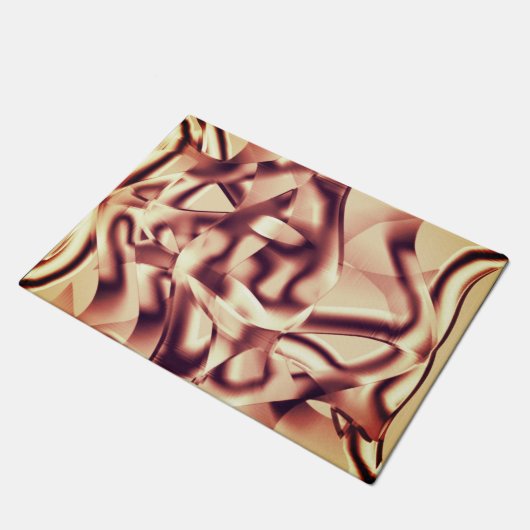 曲がった茶色がかった赤またはブルゴーニュの形状、ベージュ色 ドアマット (アングル)