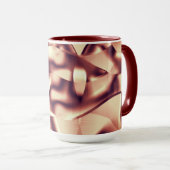 曲がった茶色がかった赤またはブルゴーニュの形状、ベージュ色 マグカップ (正面右)