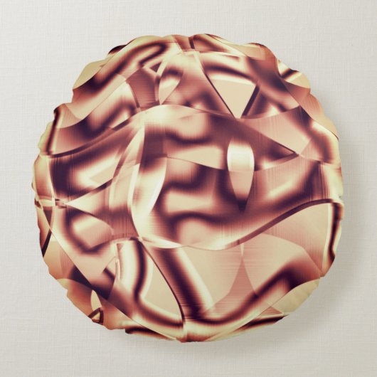 曲がった茶色がかった赤またはブルゴーニュの形状、ベージュ色 ラウンドクッション (正面)