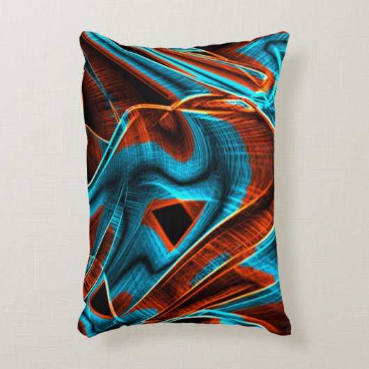 曲がった青と赤の溝が燃えている アクセントクッション (正面(垂直))