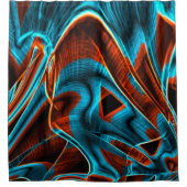 曲がった青と赤の溝が燃えている シャワーカーテン (正面)