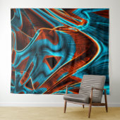 曲がった青と赤の溝が燃えている タペストリー (インサイチュ(横))