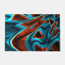 曲がった青と赤の溝が燃えている ドアマット