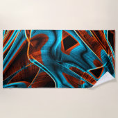 曲がった青と赤の溝が燃えている ビーチタオル (正面)