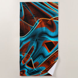 曲がった青と赤の溝が燃えている ビーチタオル