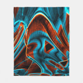 曲がった青と赤の溝が燃えている フリースブランケット (正面)