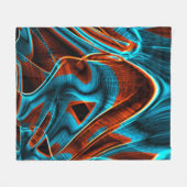 曲がった青と赤の溝が燃えている フリースブランケット (正面(横))