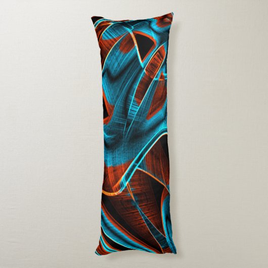 曲がった青と赤の溝が燃えている ボディピロー (裏面 (縦))