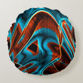 曲がった青と赤の溝が燃えている ラウンドクッション (正面)