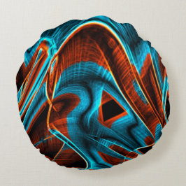 曲がった青と赤の溝が燃えている ラウンドクッション