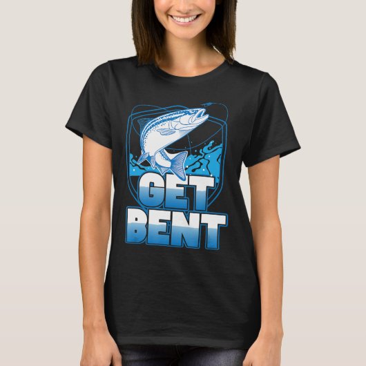 曲がった魚釣りユーモア引用文 Tシャツ (正面)