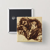 曲がっている人の半身のポートレート 缶バッジ (正面&裏面)