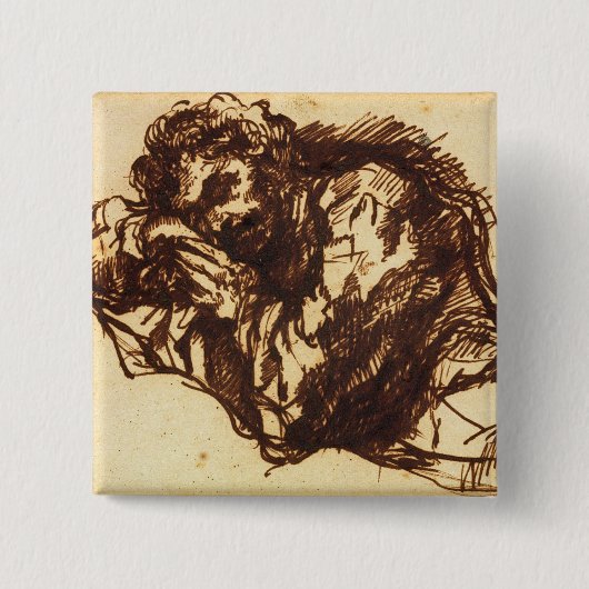 曲がっている人の半身のポートレート 缶バッジ (正面)