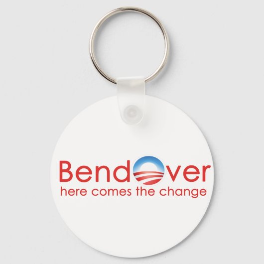 曲がってバラク・オバマ・チェンジ キーホルダー (正面)