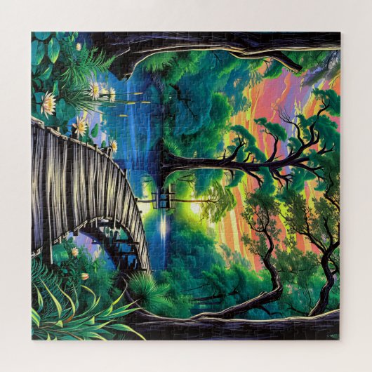 曲がりくねった木製のボードウォーク ジグソーパズル (横)