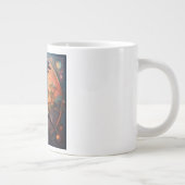曲がりくねった枝にとまる黒いワタリガラス ジャンボコーヒーマグカップ (右)