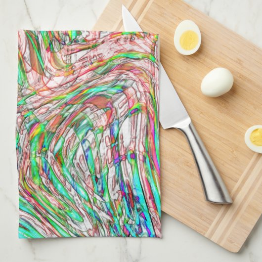 曲がりくねった線路の嵐 キッチンタオル (四つ折り)