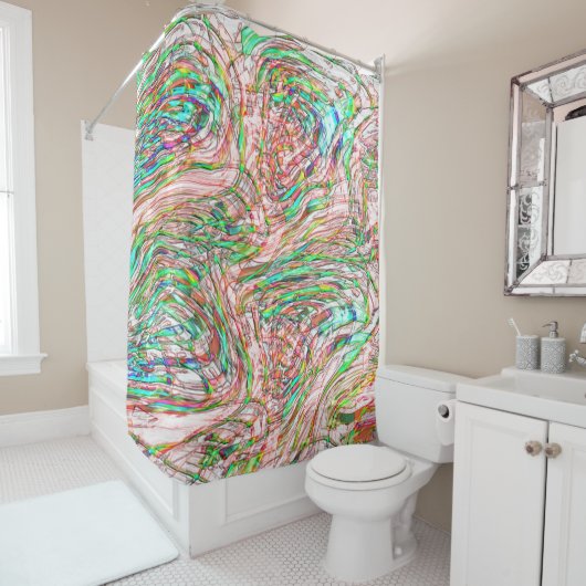 曲がりくねった線路の嵐 シャワーカーテン (インサイチュ)