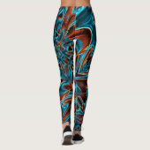 曲がりくねった赤と空の青が溝で焼けている レギンス (裏面)