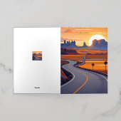 曲がりくねった道での風光明媚な旅行の冒険 箔グリーティングカード (外側レイダウン)