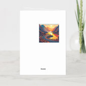 曲がりくねった道を走る。景色の良い旅。夕焼け。 箔グリーティングカード (裏面)