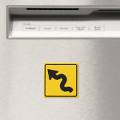 曲がりくねった道路の前方の高速道路の標識 マグネット (インサイチュ (食洗機))