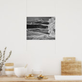 曲がりくねった道路の白黒ビュー ポスター (キッチン)