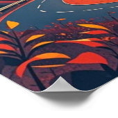 曲がりくねった道路の風光明媚な旅行、サンセット ポスター (角)