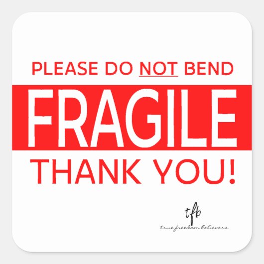 曲げないでください ありがとう 2インチ角ステッカー スクエアシール (正面)