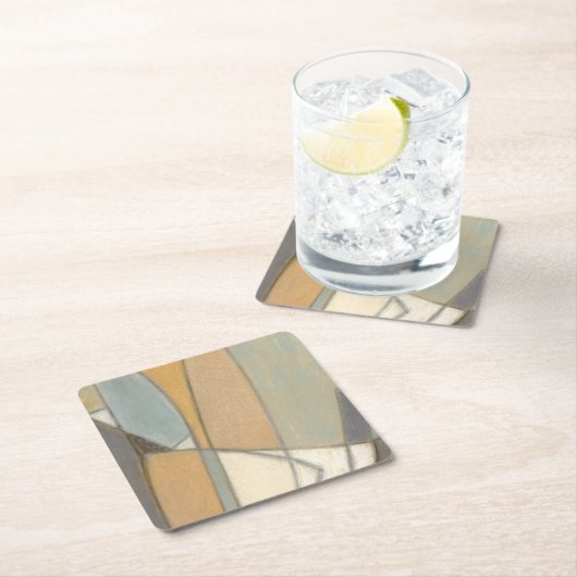 曲げられたライン及び音を弱められた地球の調子 スクエアペーパーコースター (インサイチュ)