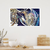 "曲げライト"ミュージカル楽器水色 ポスター (キッチン)